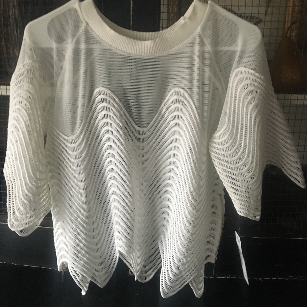 Gracia White Mesh Top